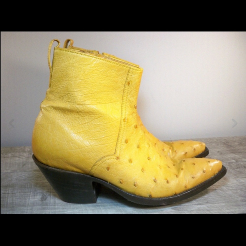 Champion Attitude Men's Ostrich Leather Ankle Work Zip Inside Mod Beatle Boots 7